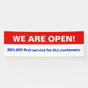 Bold Red White Blue We Are Open For Business Banner