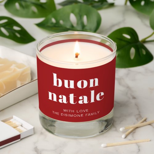 Bold Red White Buon Natale Holiday Scented Candle