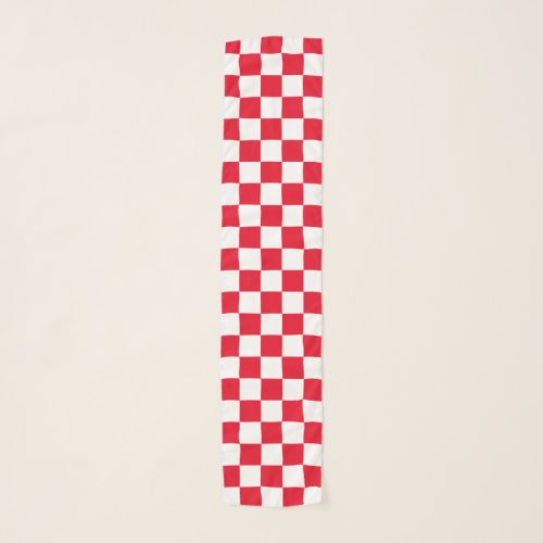 Bold Red White Croatian Checkerboard Pattern Scarf