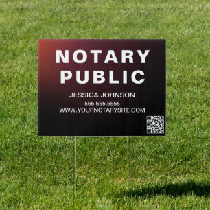 Bold Red & White Notary Public QR Outdoor Yard Sign