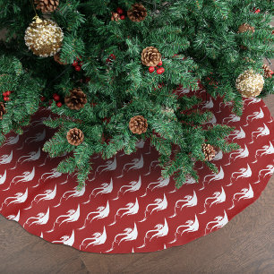 Bold Red White Tribal Dragon Christmas Design Brushed Polyester Tree Skirt