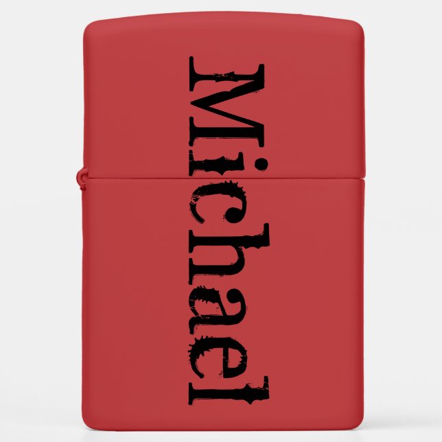 BOLD Red ZIPPO LIGHTER add Your Name Gift For Him (Front)