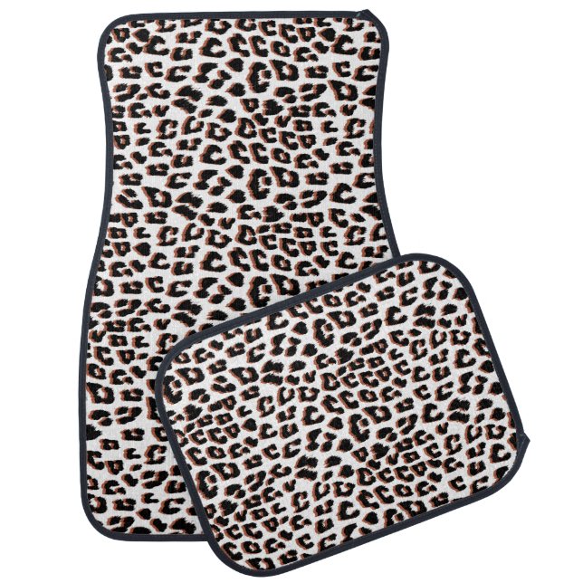 Bold Reddish Brown Leopard Print Car Floor Mat (Set)