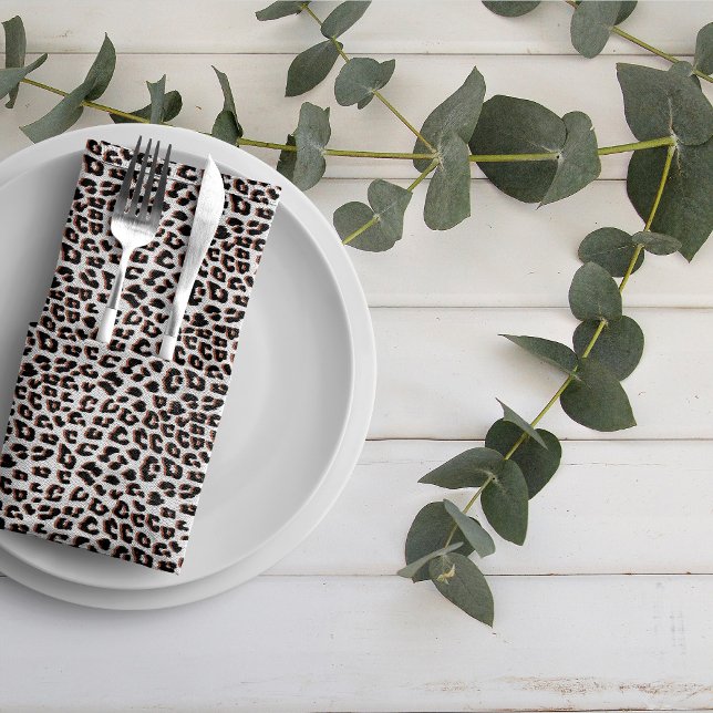 Bold Reddish Brown Leopard Print Cloth Napkin (Black Brown and White Leopard Print Cloth Napkin by Looly Elzayat
)