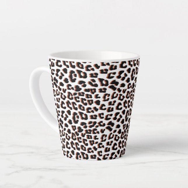 Bold Reddish Brown Leopard Print Latte Mug (Left Angle)