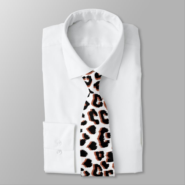 Bold Reddish Brown Leopard Print Neck Tie (Tied)