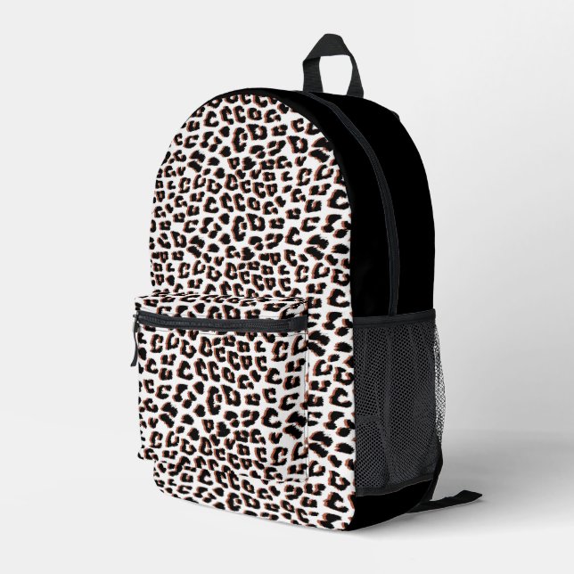 Bold Reddish Brown Leopard Print Printed Backpack (Back Corner Right)