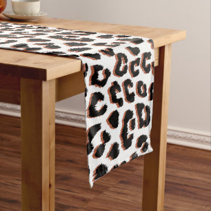 Bold Reddish Brown Leopard Print Short Table Runner