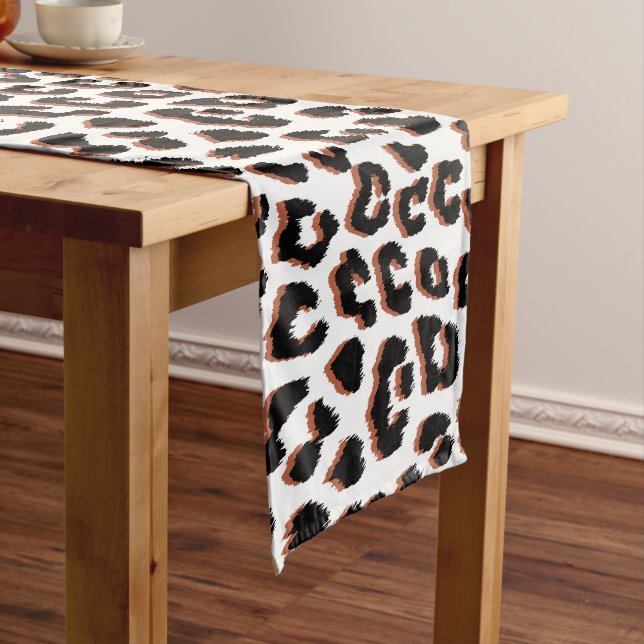 Bold Reddish Brown Leopard Print Short Table Runner (In Situ)