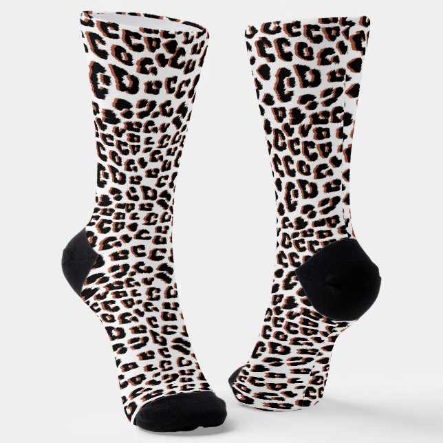 Bold Reddish Brown Leopard Print Socks (Angled)