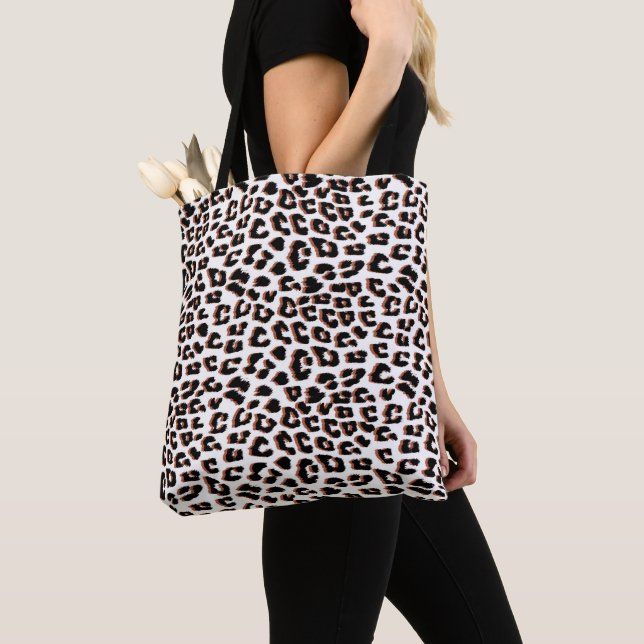 Bold Reddish Brown Leopard Print Tote Bag (Close Up)