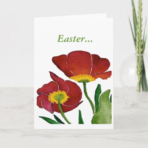 Bold RedTulips Easter Card