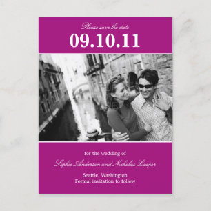 Bold Reminder Save The Date Postcard (Magenta)