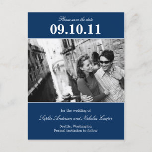 Bold Reminder Save The Date Postcard (Navy)