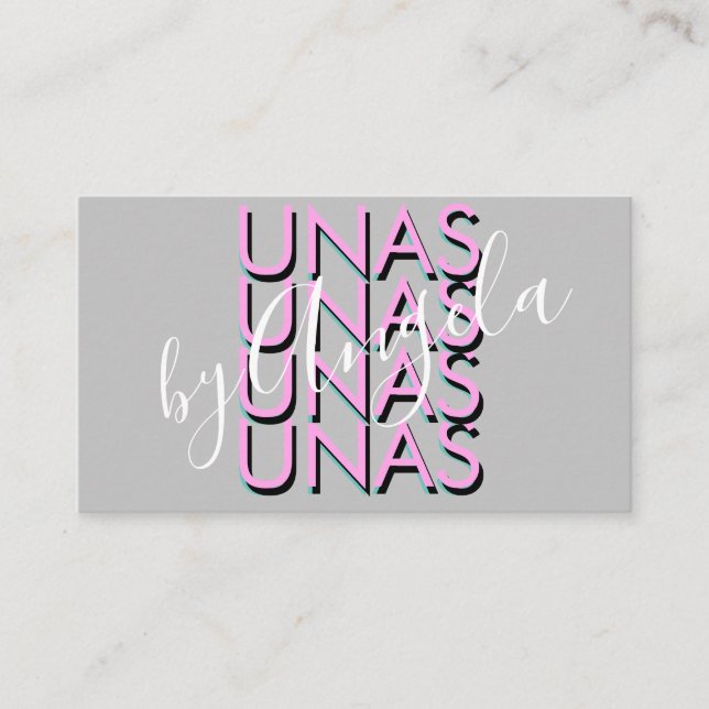  Bold Repeat  Eyelashes Salon Nails Unas Pink Business Card (Front)