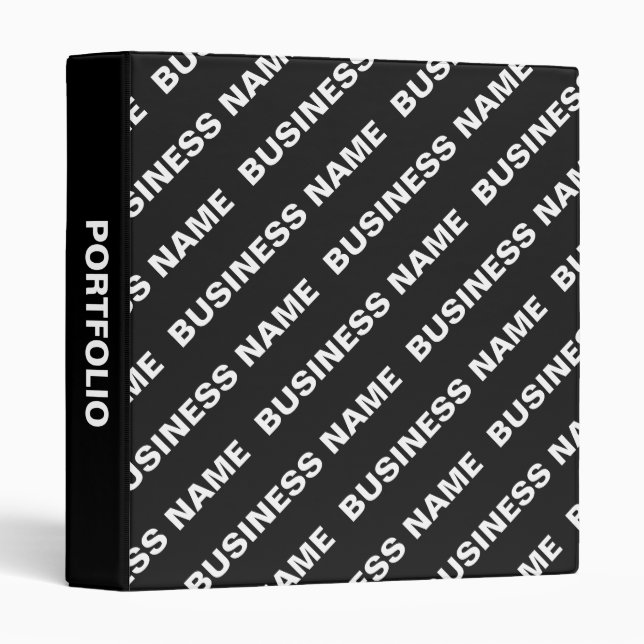 Bold Repeating Editable Name | Simple Black White 3 Ring Binder (Front/Spine)