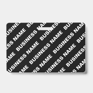 Bold Repeating Editable Name   Simple Black White Badge