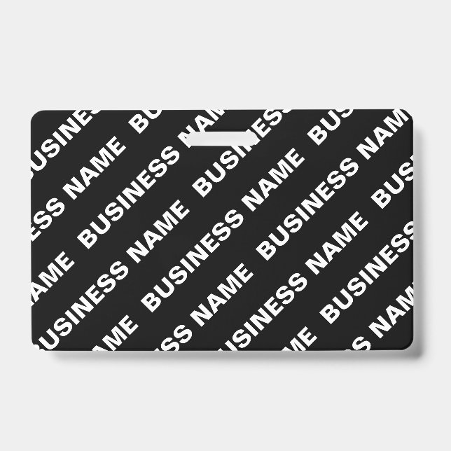 Bold Repeating Editable Name | Simple Black White Badge (Front)