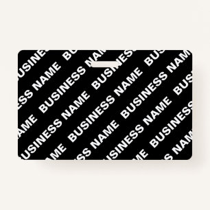 Bold Repeating Editable Name Simple Black White Badge