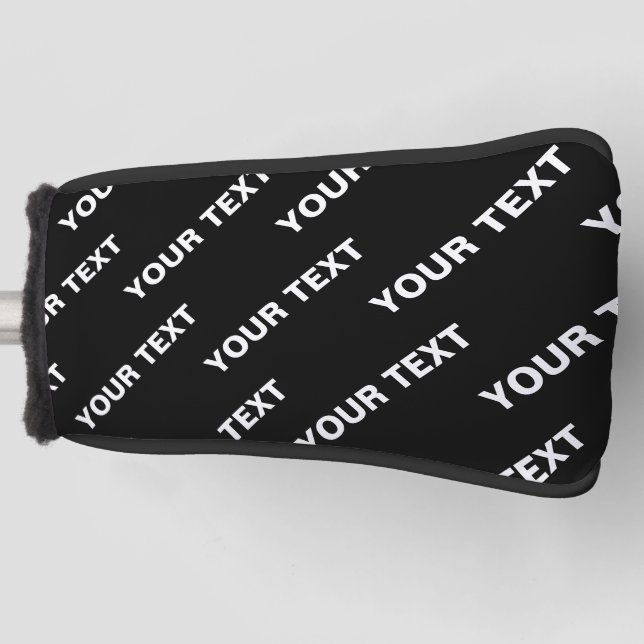 Bold Repeating Editable Name | Simple Black White Golf Head Cover (Front)