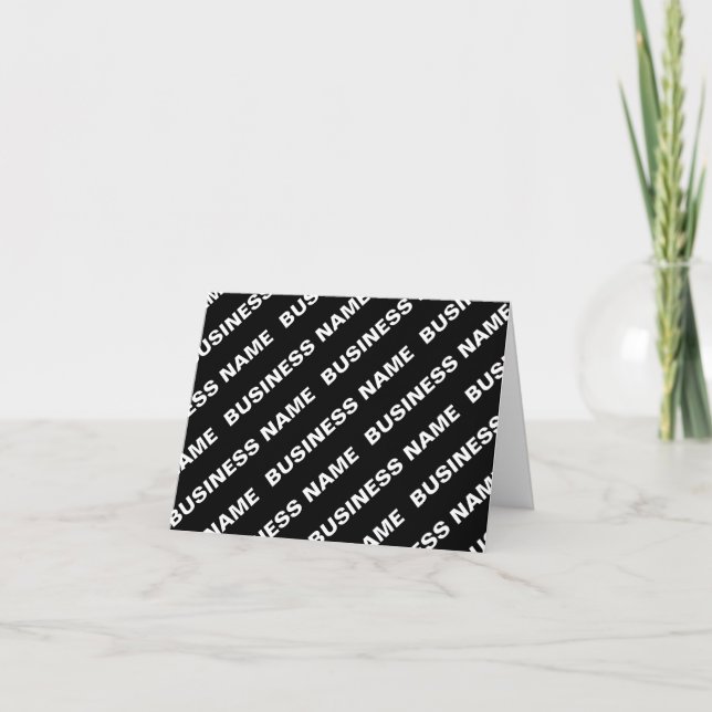 Bold Repeating Editable Name | Simple Black White Letterpress Thank You Card (Front)