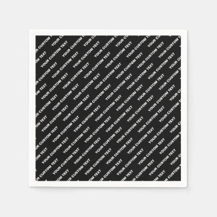 Bold Repeating Editable Name Simple Black White Napkins