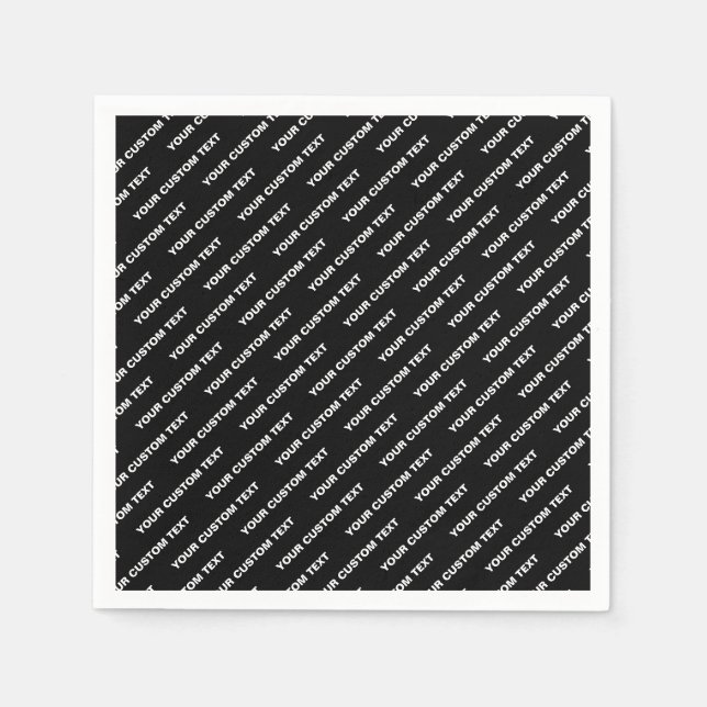 Bold Repeating Editable Name | Simple Black White Napkins (Front)