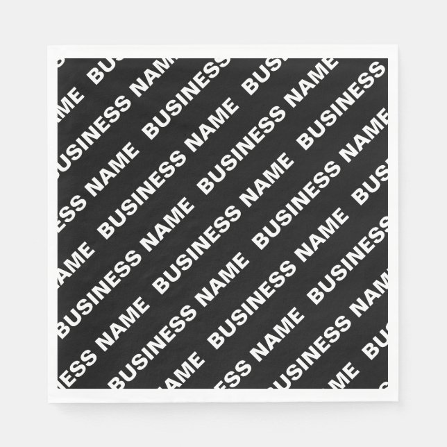 Bold Repeating Editable Name | Simple Black White Napkins (Front)
