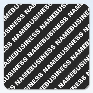 Bold Repeating Editable Name Simple Black White Square Sticker