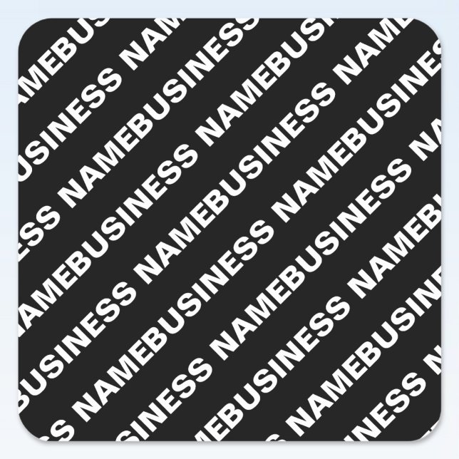 Bold Repeating Editable Name | Simple Black White Square Sticker (Creator Uploaded)