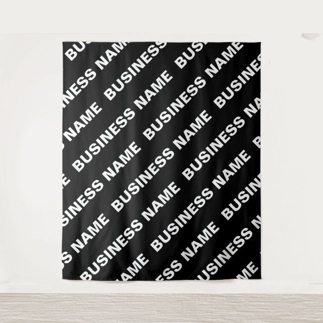 Bold Repeating Editable Name | Simple Black White Tapestry (Front)