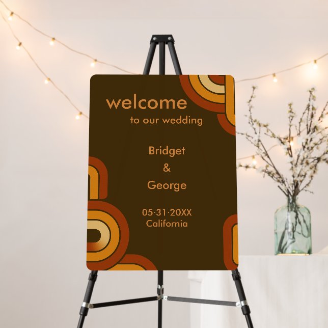 Bold Retro 1970s Wedding welcome  Foam Board (In Situ (Stand))