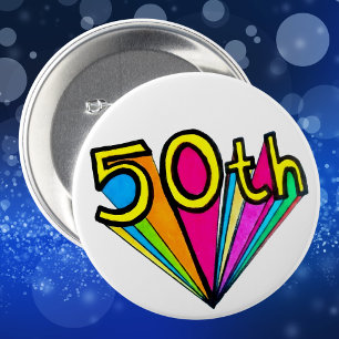 Bold Retro 50th Birthday Celebration Design Button