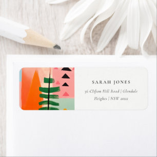 Bold Retro Abstract Christmas Landscape Address Label