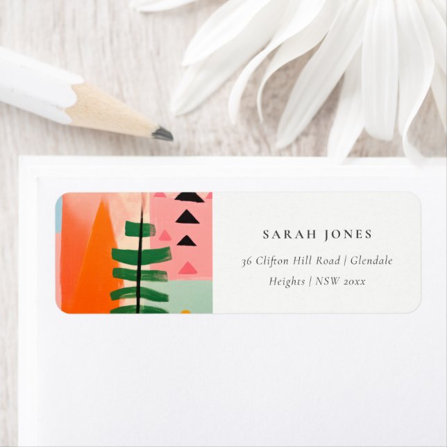 Bold Retro Abstract Christmas Landscape Address Label (Insitu)