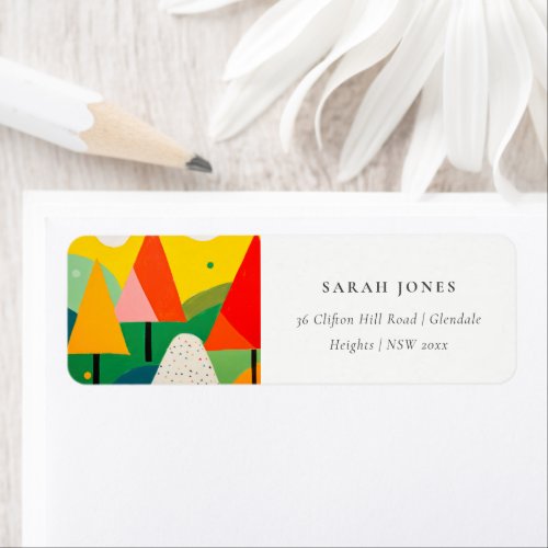 Bold Retro Abstract Christmas Landscape Address Label