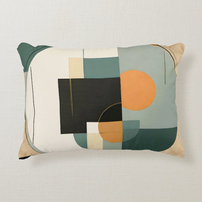 Bold Retro: Abstract Circles & Rectangles  Accent Pillow (Front)