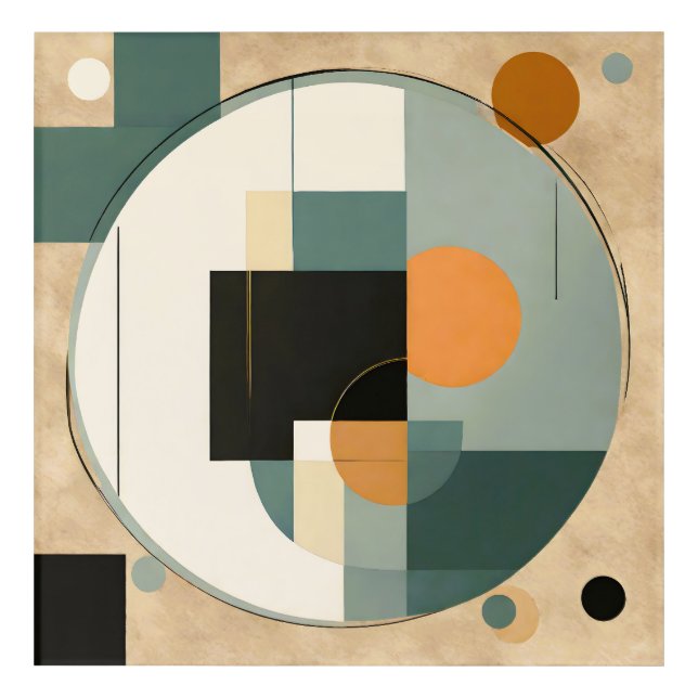 Bold Retro: Abstract Circles & Rectangles  Acrylic Print (Front)