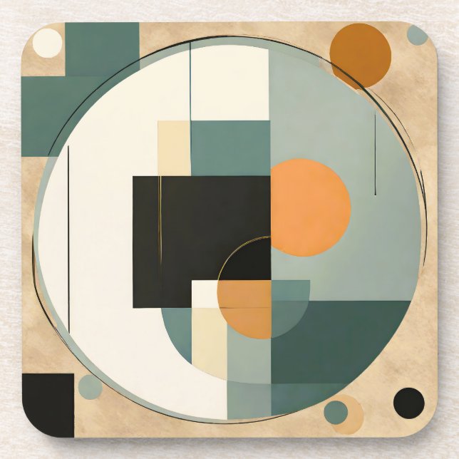 Bold Retro: Abstract Circles & Rectangles  Beverage Coaster (Front)