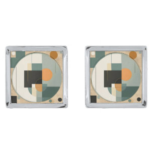Bold Retro: Abstract Circles & Rectangles  Cufflinks