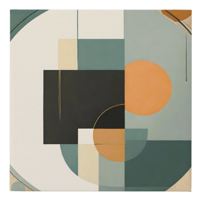 Bold Retro: Abstract Circles & Rectangles  Faux Canvas Print (Front)