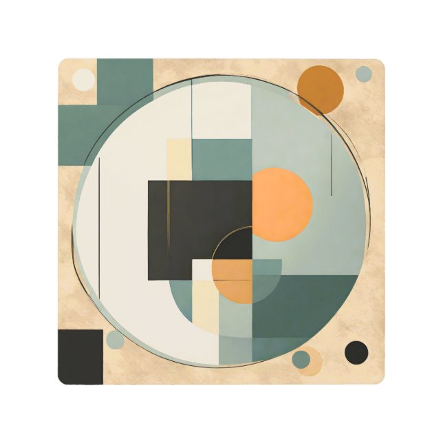 Bold Retro: Abstract Circles & Rectangles  Metal Print (Front)