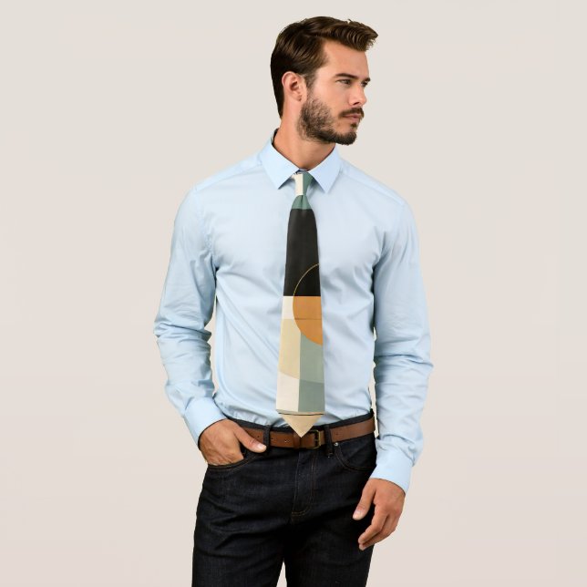 Bold Retro: Abstract Circles & Rectangles  Neck Tie (In Situ)