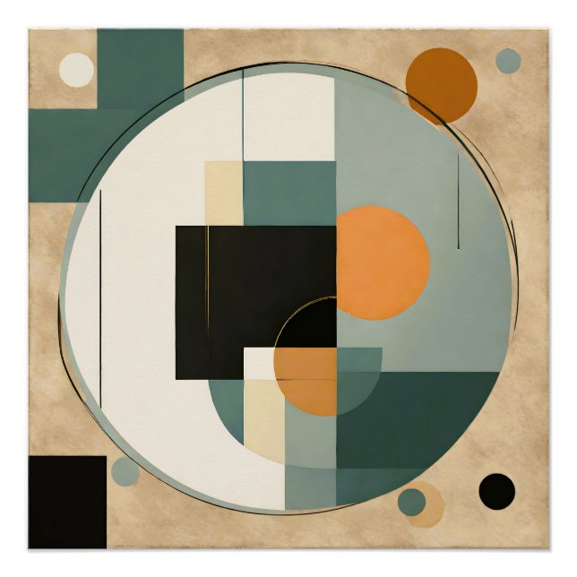 Bold Retro: Abstract Circles & Rectangles  Poster (Front)