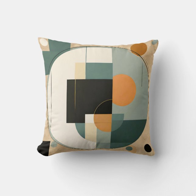 Bold Retro: Abstract Circles & Rectangles  Throw Pillow (Front)