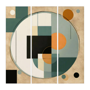Bold Retro: Abstract Circles & Rectangles Triptych
