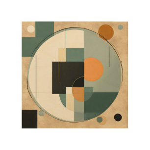 Bold Retro: Abstract Circles & Rectangles Wood Wall Art
