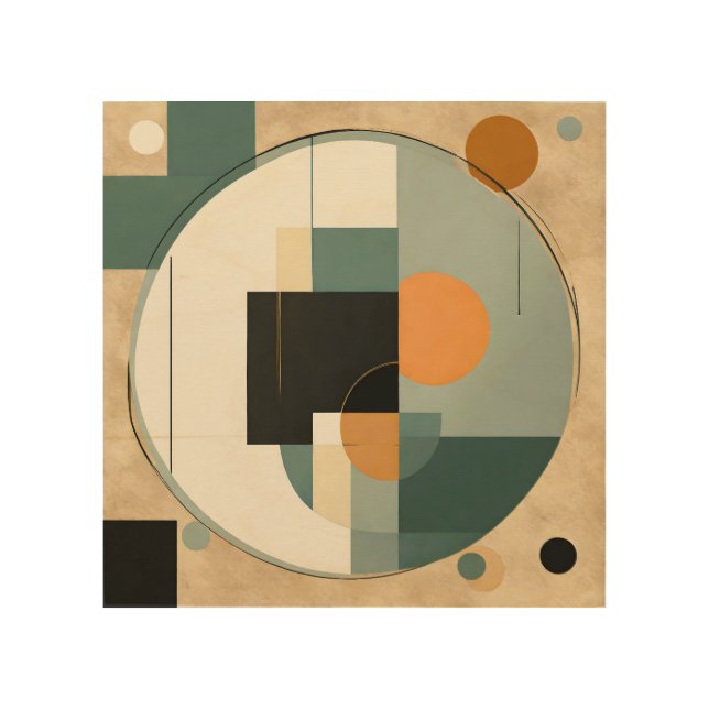 Bold Retro: Abstract Circles & Rectangles  Wood Wall Art (Front)