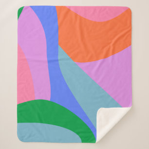 Bold Retro Abstract Colorful Modern Home Decor Sherpa Blanket