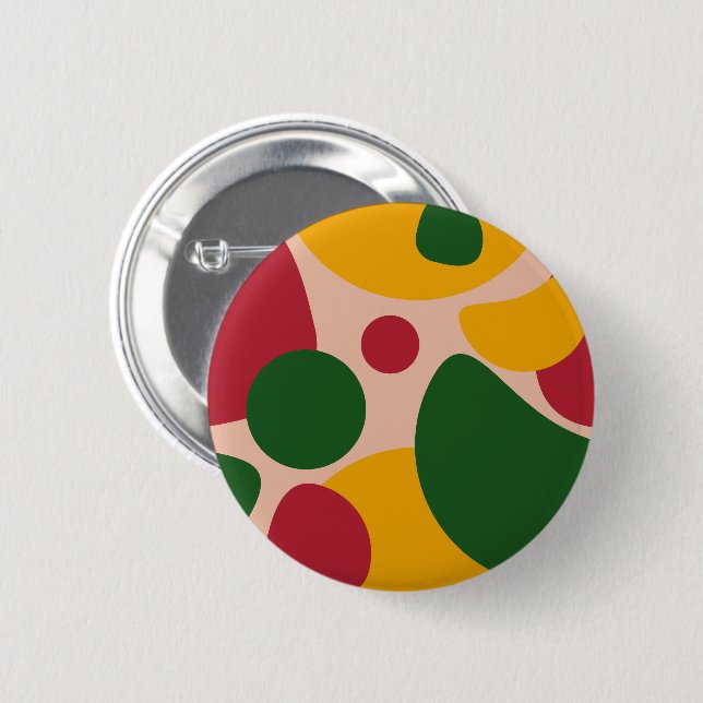 Bold Retro Abstract Shapes Pattern  Button (Front & Back)